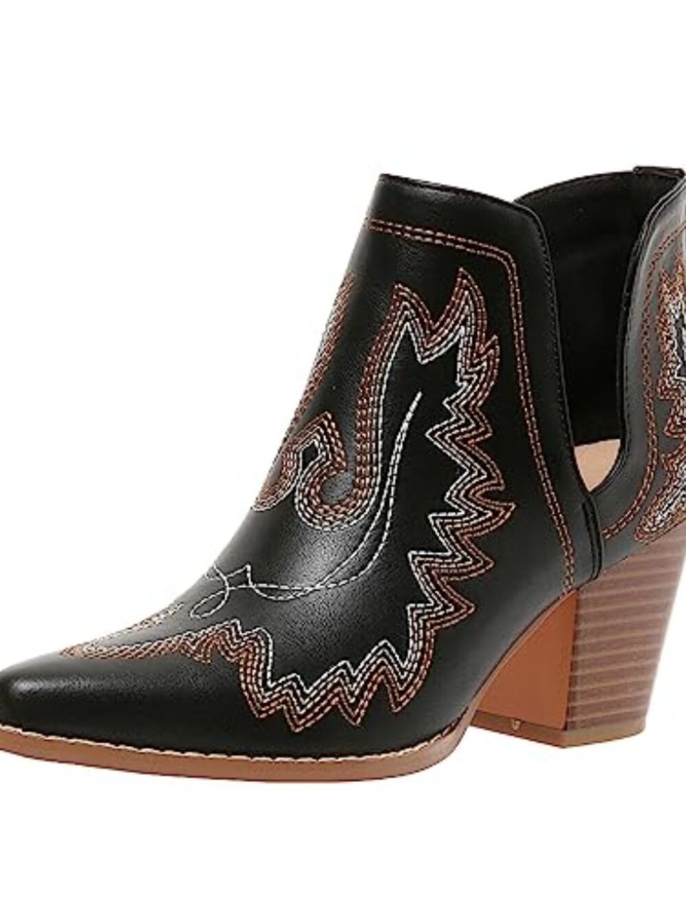 🆕 Cowboy Boots For Women Cowgirl Ankle Western Embroidered Stitched - Black